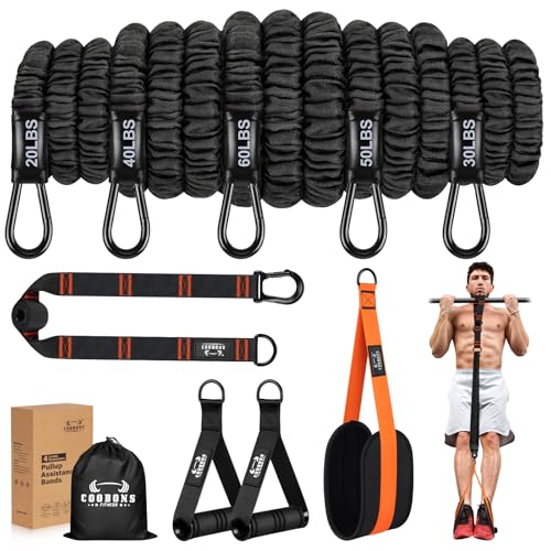 Resistance Bands, Exercise Bands, Resistance Bands for Working Out, Pull Up Assistance Bands, Work Out Bands with Handles for Men and Women Fitness, Strength Training Equipment - color: Orange