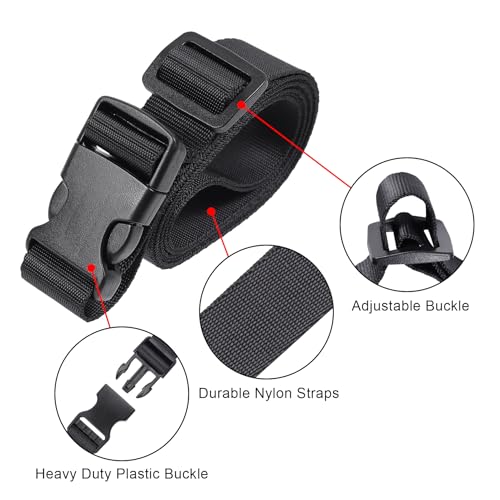 Vigorport Utility Straps Quick Release Nylon Backpack Accessory Bag Strap | Adjustable Nylon Travel Belt, Multi Purpose Compression Straps, Sleeping Bag Strap for Hiking, Travel, Outdoor Sports-4 Pack - color: Black, size: 1"W-60"L