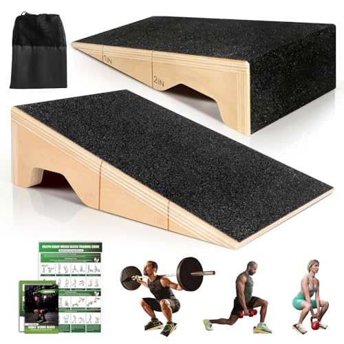Squat Wedge Block, 1800 LBS Capacity, Wooden Squat Wedge for Heel Elevation