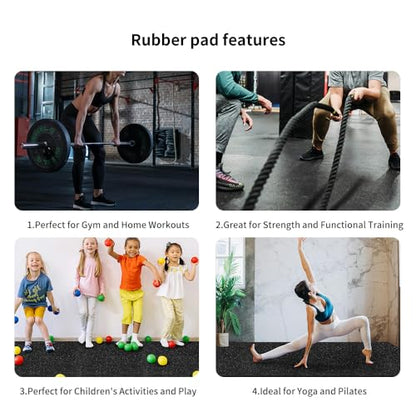 0.8in Thick 48 Sq Ft Gym Flooring for Home Gym, 12 Tiles Workout Exercise Equipment Mats, Rubber Top with EVA Foam, Interlocking Puzzle Floor Tiles for Fitness Room, Protective Flooring Mat - size: 0.8in