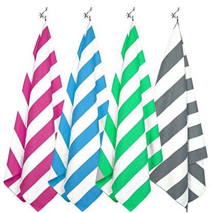 Your Choice Microfiber Beach Towel Sand-Free Quick Dry (67"x35"/60"x30") - color: G-set (4)-green/Rose Red/Blue/Gray, size: Large(60x30")