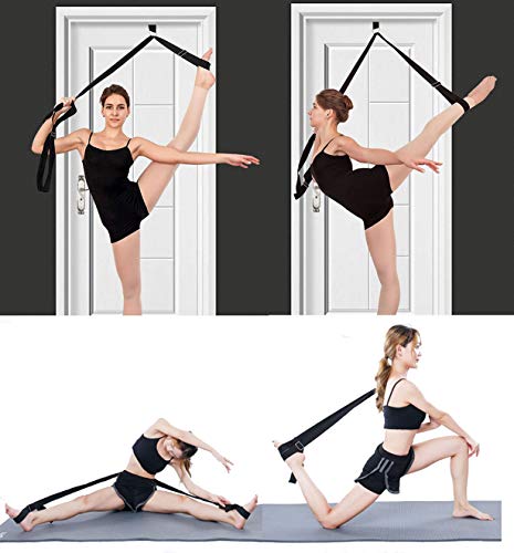 Adjustable Leg Stretcher Lengthen Ballet Stretch Band - Easy Install on Door Flexibility Stretching Leg Strap Great Cheer Dance Gymnastics Trainer Stretching Equipment Taekwondo Training - color: black