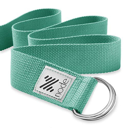7-1/2' Yoga Strap for Stretching, Woven Cotton Blend Yoga Strap with Adjustable D-Ring Buckle for Exercise, Therapy and Fitness - color: Teal
