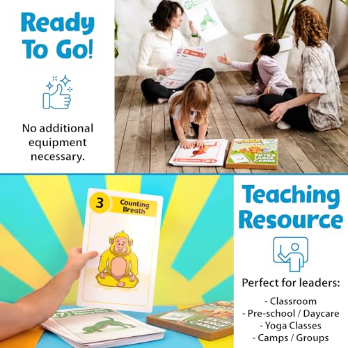 Extra Large Yoga Cards for Kids, Ages 5+, 44 Giant Animal Poses & Breathing
