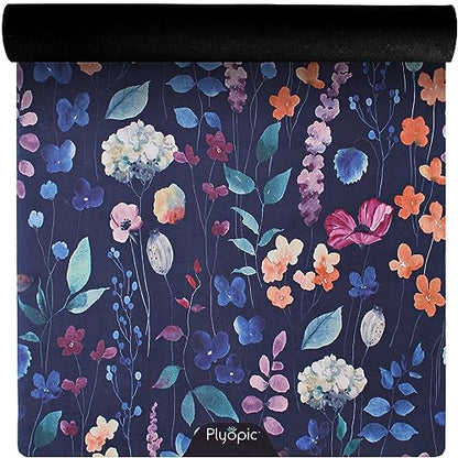 Plyopic All In One Yoga Mat | Luxury Sweat-Grip Mat/Towel Combo | Ideal for Yoga, Hot Yoga, Bikram, Pilates, Workout & Exercise | Eco-Friendly Natural Rubber - color: Wild Flowers