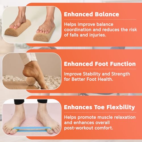 Cork Foot Strengthener & Balance Trainer Set – 4-in-1 Foot Mobility System with Roller, Massage Ball & Toe Bands | Improve Stability, Fix Over-Pronation, Enhance Balance & Restore Natural Foot Function