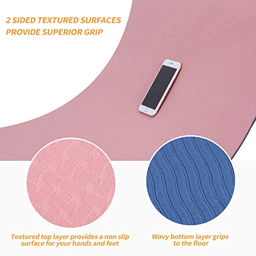Yoga Starter Kit - 11-Piece Set with Yoga Blocks, Strap, Ball, Mat, Carrying Strap, Net Bag, Cooling Towel - color: Pink