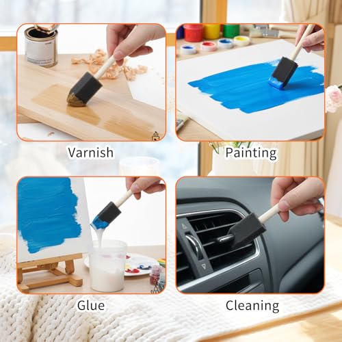Thinp 1" Foam Paint Brushes, 5 Pcs Sponge Paint Brush Lightweight & Durable Foam Brushes Sponge Brush for Painting Craft Staining Varnish Touch Up (Black)