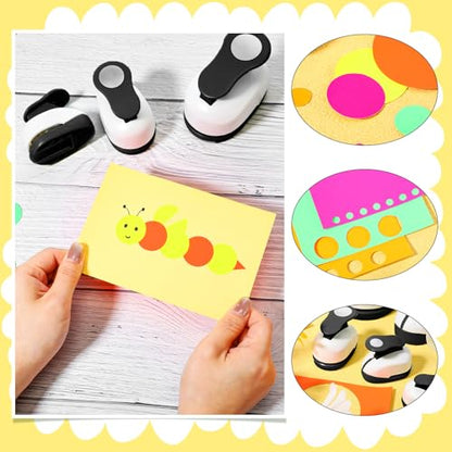 CHENGU 6 Pcs Circle Punch Set 3in/2in/1.5in/1in/0.6in/0.3in Scrapbook Hole Punchers Crafting with 10 Sticker Paper Round Cutter Scrapbook for Office Supplies DIY Albums Photos(Black) - color: Black, style: Circle
