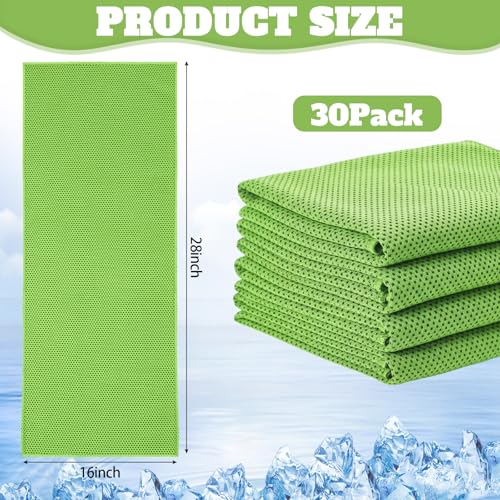 Honoson 30 Pack Cooling Towels for Neck and Face, 27 x 16 in, Green - color: Green