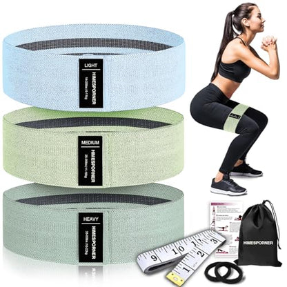 HIMESPORNER Wide Fabric Resistance Bands for Working Out 3 Level - color: Blue and Green