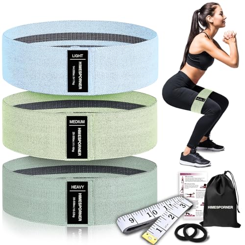 HIMESPORNER Wide Fabric Resistance Bands for Working Out 3 Level - color: Blue and Green