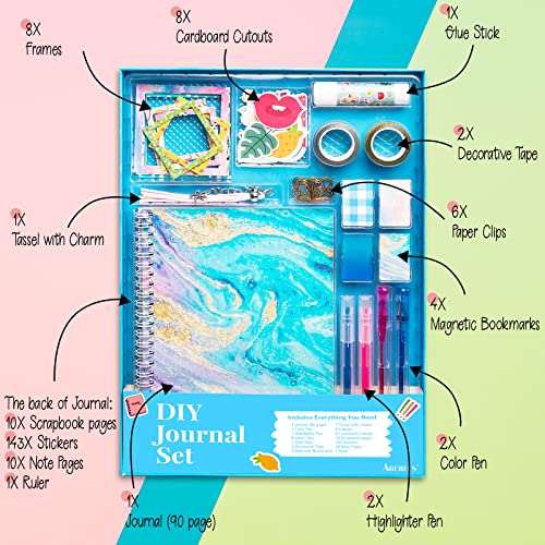 ABERLLS DIY Journal Kit for Girls, Birthday Gift for 6 7 8 9 10 11 12 Year Old Girl, Art Crafts Kits for Tween Teenage Kids, Scrapbook Diary Supplies Toy Set - color: Blue