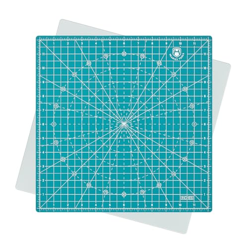 Headley Tools 12"x12" Rotating Cutting Mat, Self Healing Mat with 360-Degree Rotation & Anti-Slip Base, Sewing Board Cutting Mat Perfect for Fabric Quilting Leather Hobby Project, Turquoise - color: Turquoise, size: 12"L x 12"W