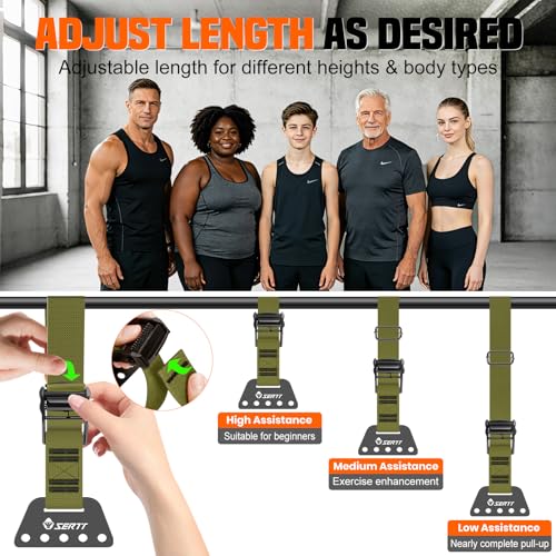 SERTT Adjustable Pull Up Assistance Band, Heavy Duty Assisted Pull Up Bands Support 375lbs, Upgrade Pull Up Bar Resistance Band for Assist Pullup Home Gym Strength Training - color: Green