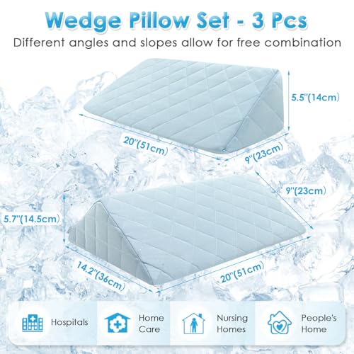 NEPPT Wedge Pillow Body Position Wedges Back Positioning Elevation Pillow Case Pregnancy Bedroom Eevated Body Alignment Ankle Support Pillow Leg Bolster (3-in-1 Cooling) - color: 3-in-1 Cooling