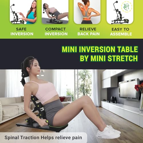 Mini Inversion Table by Mini Stretch, Relieve Back Pain, Re-Align The Spine, Stretch The Back and Neck. 330 lbs. Weight Capacity, Compact Foldable Back Stretcher