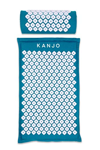 Kanjo 허리 통증 완화 및 목 통증 완화를 위한 지압 매트 및 베개 세트, 근육 통증 완화를 위한 압력점 포함, 여행 가방 포함 - 사파이어 블루 - color: 스탠다드 사파이어
