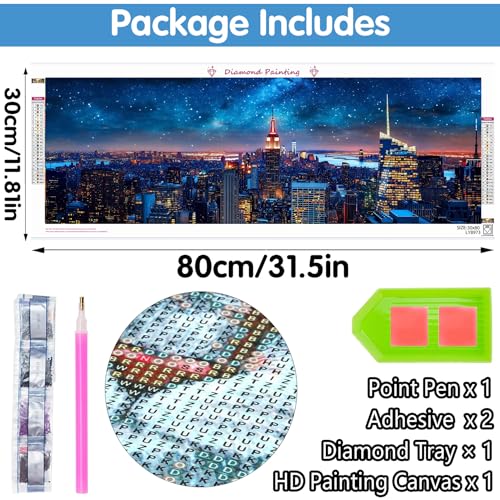 Reofrey Large Diamond Art Kits for Adults Tokyo at Night, 12x31.5 inch Full Drill Round Rhinestone Big Diamond Painting Kit, DIY Cross Stitch Embroidery Canvas for Crafts Home Wall Decor - color: Tokyo at Night
