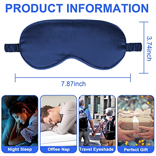 IEKEODI 2 Pack Silk Sleep Masks, Light Blocking Eye Masks, Black&Navy Blue | Silky Soft Feel, Light Blocking Design, Gentle Elastic Fit, Breathable Comfort for Sleep, Travel and Naps - color: Black+navy Blue
