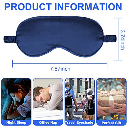 IEKEODI 2 Pack Silk Sleep Masks, Light Blocking Eye Masks, Black&Navy Blue | Silky Soft Feel, Light Blocking Design, Gentle Elastic Fit, Breathable Comfort for Sleep, Travel and Naps - color: Black+navy Blue
