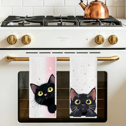 Jztco 2 Pcs Cute Cat Kitchen Towels, Cat Gifts Reusable Hand Towels - color: Multi 1487