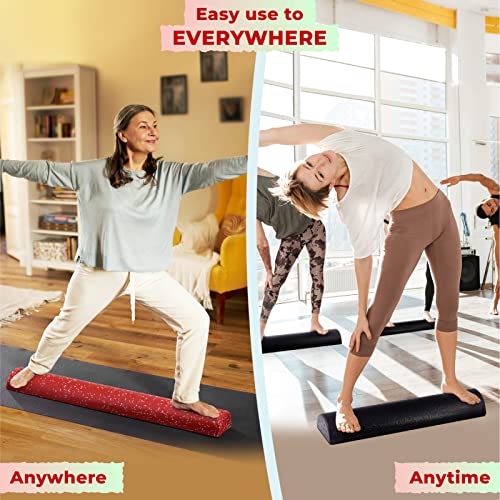Yes4All High-Density EPP Half Round Back Roller Foam, Exercise Foam Roller for Yoga, Pilates & Stretching - 12, 18, 24, 36 inch - color: Red Snow, style: 12 inch