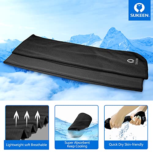 Sukeen 4 Pack Cooling Towels (40"x12") for Neck and Face Instant Cooling | Stay Cool in Hot Weather,Versatility,Soft,Breathable,Durability for Sports,Outdoor activities,Summer works in heat - color: Black/Black/Grey/Grey