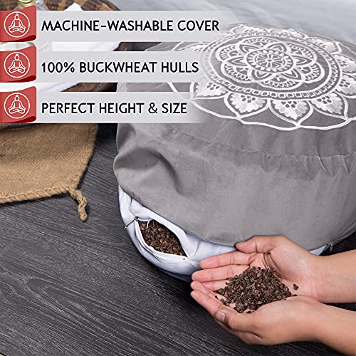 Florensi Yoga & Meditation Bundle | Grey Meditation Cushion & Yoga Wheel 3 Pack