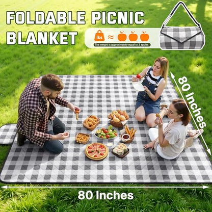 TigeJoy Extra Large Picnic Blanket Waterproof Beach Blanket 60''x80'' - color: Grey, size: 6'8" x 5' (Rectangular)