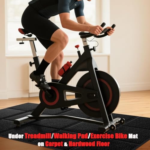 Treadmill Mat for Carpet & Hardwood Floors, 79''x39'', Under Equipment Mat | Non-Slip, Waterproof, Noise & Shock Absorbing: For treadmills, walking pads and exercise bikes on carpet or hardwood - size: 79"L x 39"W x 0.16"Th