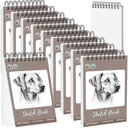10 Pcs Sketch Books Bulk 5.5 x 8.5 in 400 Sheets Top Spiral Bound Sketch Pad Drawing Paper 40 Sheets Each Acid Free Mixed Media Sketchbook 68lb/100gsm Art Supplies for Beginner Artist - size: 5.5x8.5in