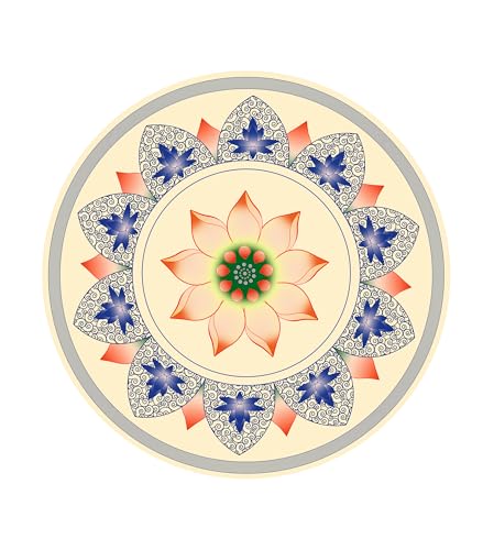 nuveti Large Meditation Mat Non Slip Round Yoga Mat Natural Rubber with Sueded Surface Exercise Mat Perfect for Meditating, Stretching, Yoga（140CM X 3.5MM Thick) - color: Flower-Qing