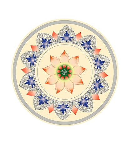 nuveti Large Meditation Mat Non Slip Round Yoga Mat Natural Rubber with Sueded Surface Exercise Mat Perfect for Meditating, Stretching, Yoga（140CM X 3.5MM Thick) - color: Flower-Qing