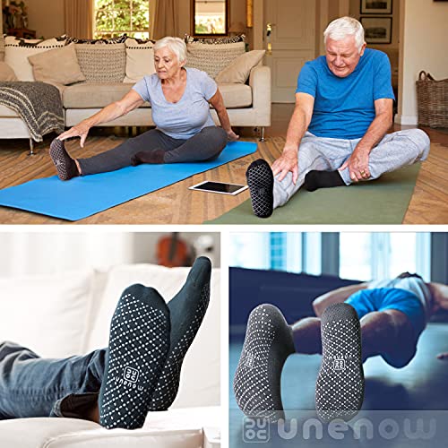unenow Unisex Non Slip Grip Socks for Yoga Pilates Barre Home & Hospital - color: 4 Pairs-black/Dark Grey/Coffee/Dark Green, size: Small