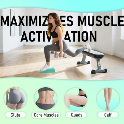 Folaps Squat Wedge Block with Guide for Heel Elevated Squat Weightlifting Slant Board for Squats with Carry Bag to Improve Mobility Balance and Strength Performance - color: Mint Green