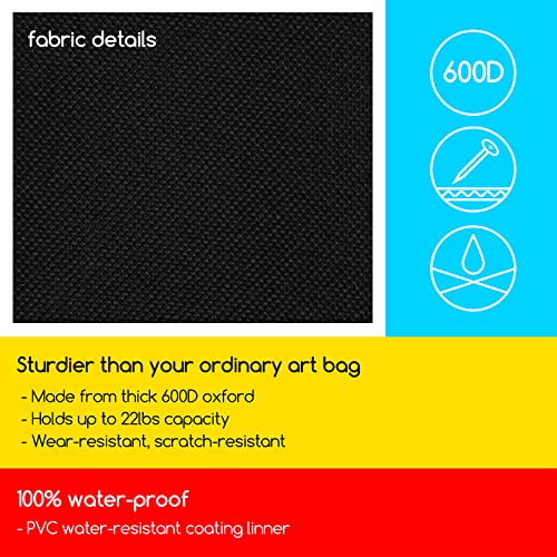 MEEDEN Art Portfolio Bag: 24 x 29 Inch Black Canvas Portfolio Case | Waterproof 600D Oxford with 6 Pockets for Artwork, Canvas, Sketching, Photography, Poster, Solar Panel