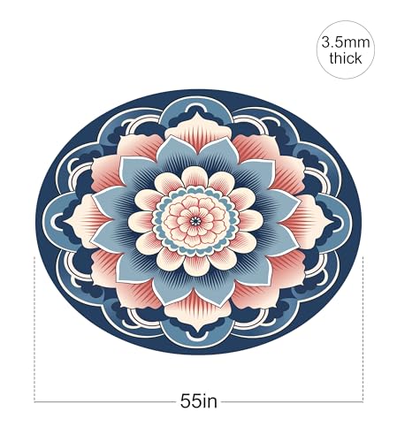 nuveti Large Meditation Mat Non Slip Round Yoga Mat Natural Rubber with Sueded Surface Exercise Mat Perfect for Meditating, Stretching, Yoga（140CM X 3.5MM Thick) - color: MangLuo