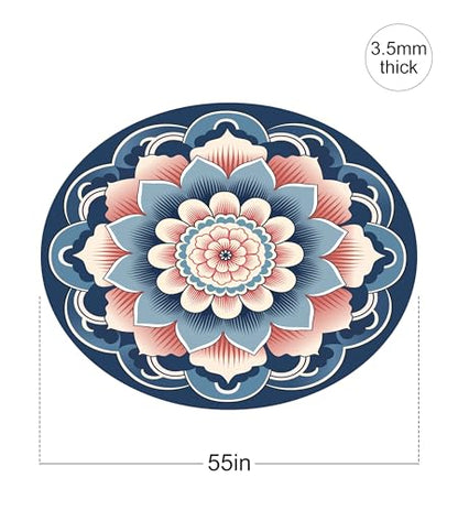 nuveti Large Meditation Mat Non Slip Round Yoga Mat Natural Rubber with Sueded Surface Exercise Mat Perfect for Meditating, Stretching, Yoga（140CM X 3.5MM Thick) - color: MangLuo