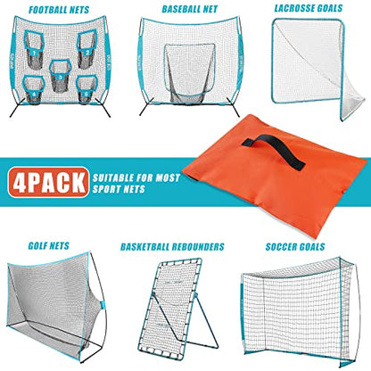 VISEMAN 4PCS Sports Net Sandbags, Weighted Anchor Bags for Baseball & Golf Nets,Soccer Goals, Hockey Nets - style: Orange×4PCS