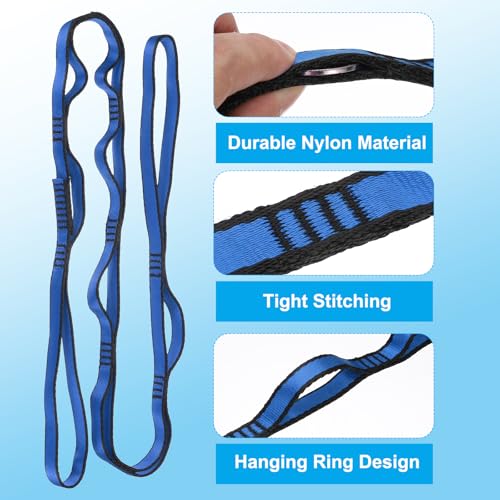 PATIKIL Daisy Chain Straps, Strong Climbing Strap Adjustable Nylon Chain Sling with Loops for Aerial Yoga Hammock Swing - color: Blue, size: 51 Inch