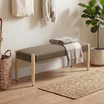 Usaint 42" End of Bed Bench with Wood Legs, Dark Brown with Oak Leg - color: Dark Brown With Oak Leg