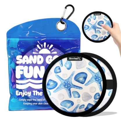 Sand Remover for Beach Towels - Soft Quick Clean Mitt for Kids & Adults | Removes Sand in Seconds,Gentle on Skin,Reusable & Washable,Beach Vacation Essential,Perfect for Beach, Pool & Camping - color: Big Round Starfish a