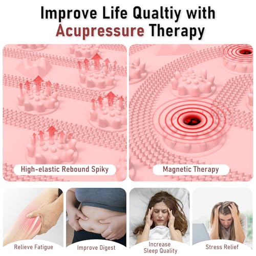 Foot Massage Mat Acupressure Board Large 30*17.7 In, Silicone Jogging Reflexology Mat for Feet Soft & Stiff Feet Magnetic Pressure Point Acupuncture Mat for Yoga Home Office Standing Elderly Pink - color: 30x17.7" Pink