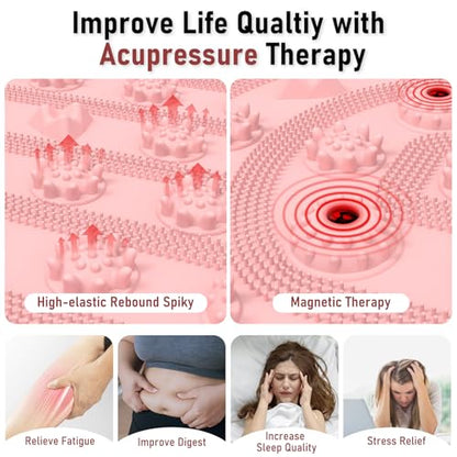 Foot Massage Mat Acupressure Board Large 30*17.7 In, Silicone Jogging Reflexology Mat for Feet Soft & Stiff Feet Magnetic Pressure Point Acupuncture Mat for Yoga Home Office Standing Elderly Pink - color: 30x17.7" Pink