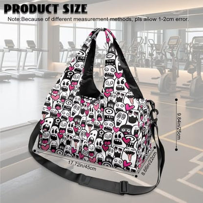 Yoga Gym Bag with Removable Adjustable Shoulder Strap, Shoe Compartment & Top Yoga Mat Holder 17.72x8.66x9.84in - color: Halloween Cute Ghost Print