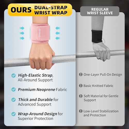 CAMBIVO 2 Pack Wrist Brace for Carpal Tunnel with wraps, Pink - color: Pink