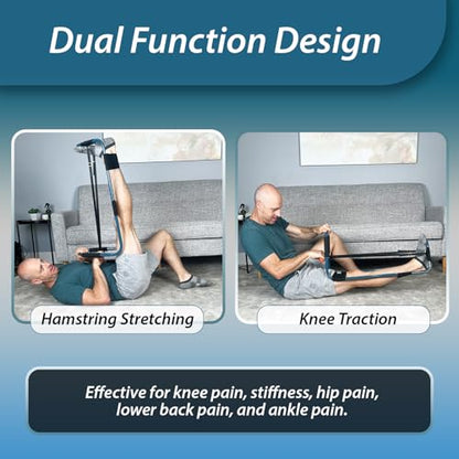 Flex Frame Knee & Hamstring Stretching Device – Adjustable Leg Traction for Knee Pain, Hip Pain, Lower Back Relief, IT Band, Post-Surgery Rehab, Knee Inversion Stretching.