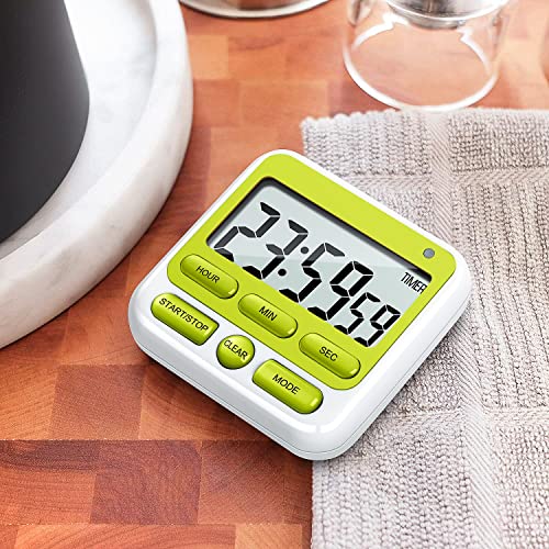 4-in-1 Digital Timer with Count Up/Down, Clock & Alarm, Ring & Silent Modes - color: Green