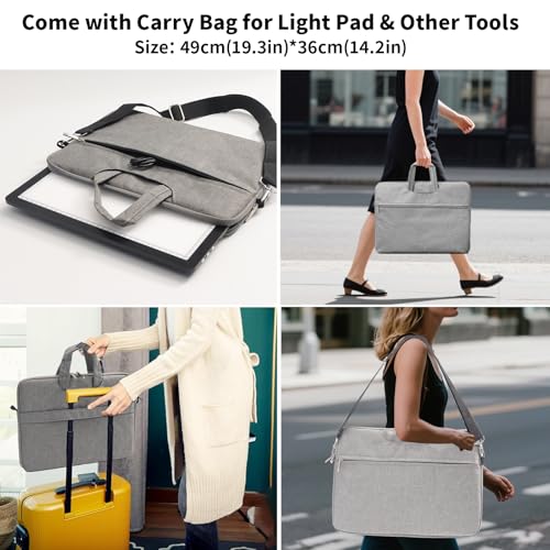 TOHETO Rechargeable A3 Light Board with Stand, Bag, Super Bright Magnetic Light Pad with Side Buttons, Wireless Light Box for Tracing and Drawing, Cordless Light Table for Diamond Painting, Sketching - color: Black, size: A3 with Stand and Bag